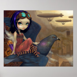 Póster Flight ART PRINT steampunk hada urbana