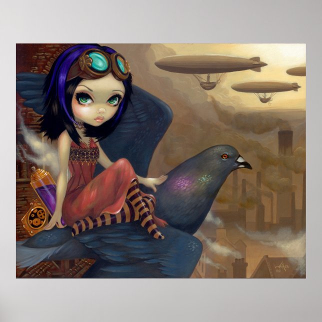 Póster Flight ART PRINT steampunk hada urbana (Frente)