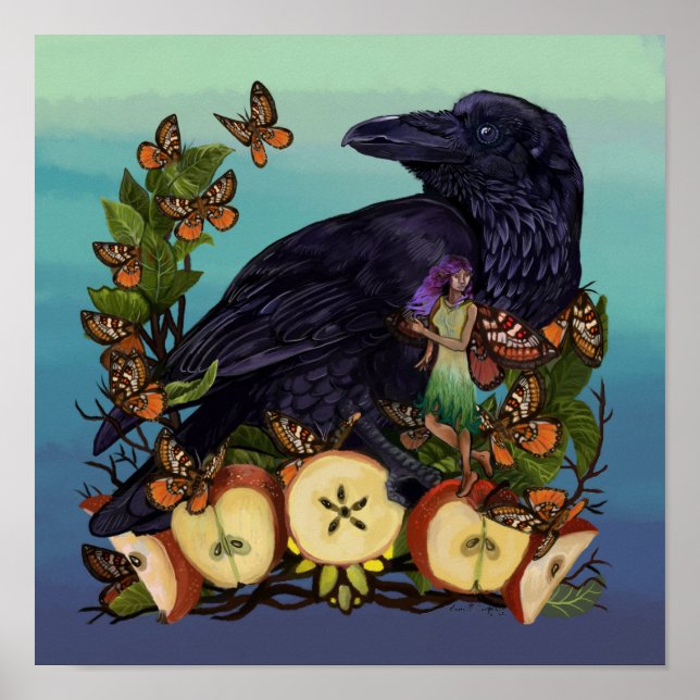 Póster Flights of Fantasy Raven Faery Art (Frente)