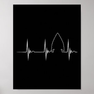 Póster Flint De Caza De Arrowhead Heartbeat Ekg Pulso Hun