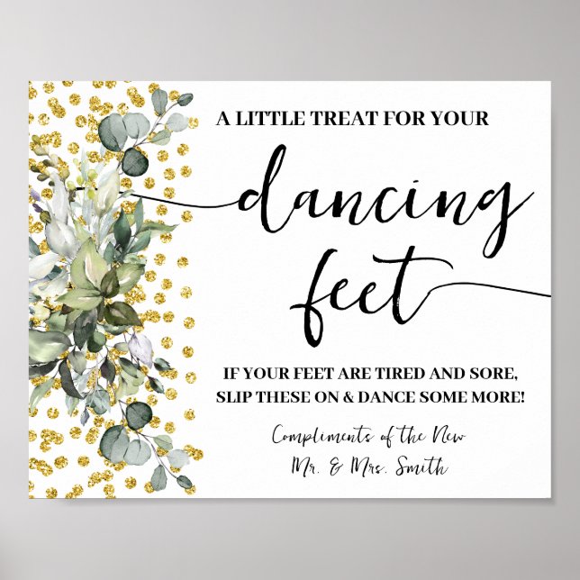 Póster Flip Flip Flops Boda Eucalyptus Rótulo (Frente)