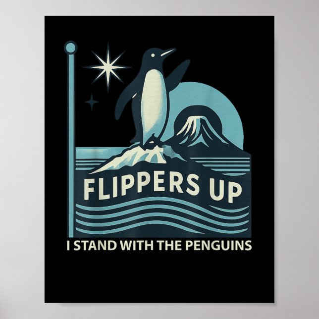 Póster Flippers De Pingüino Gracioso Me Pongo Con El Ping (Frente)