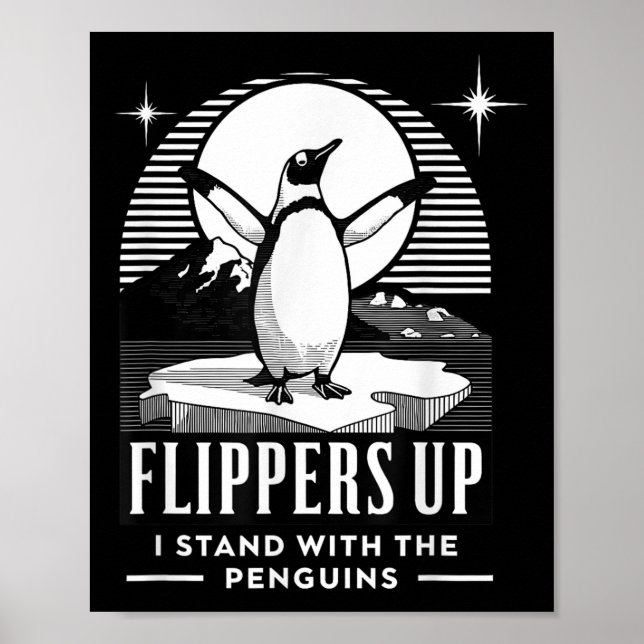 Póster Flippers De Pingüino Gracioso Me Pongo Con El Ping (Frente)