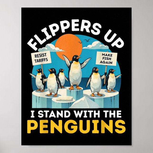 Póster Flippers De Pingüino Gracioso Me Pongo Con El Ping (Frente)