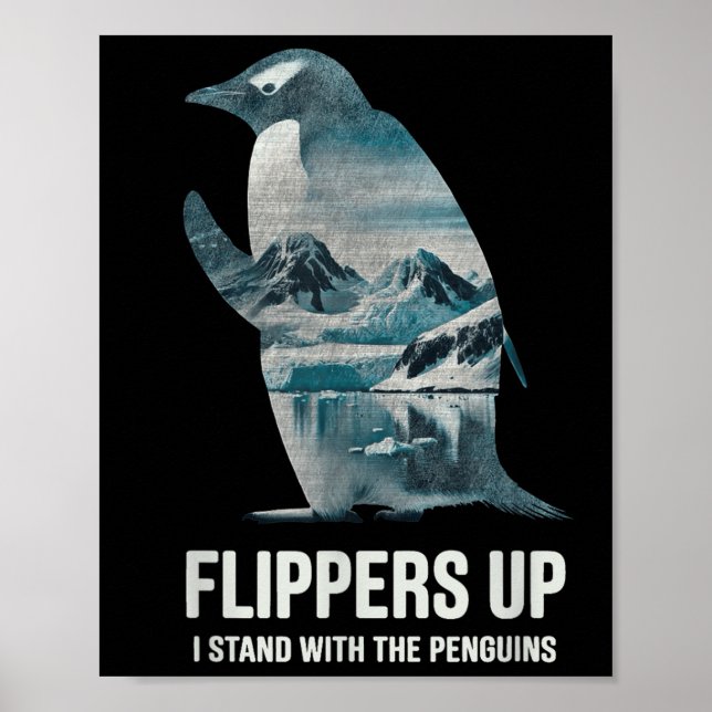 Póster Flippers De Pingüino Gracioso Me Pongo Con El Ping (Frente)