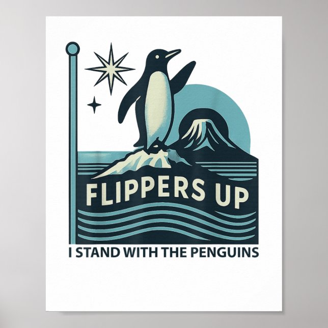 Póster Flippers De Pingüino Gracioso Me Pongo Con El Ping (Frente)