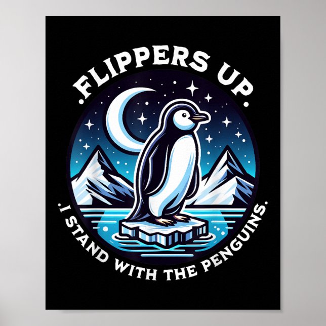 Póster Flippers Graciosos Me Pongo Con Los Pingüinos (Frente)