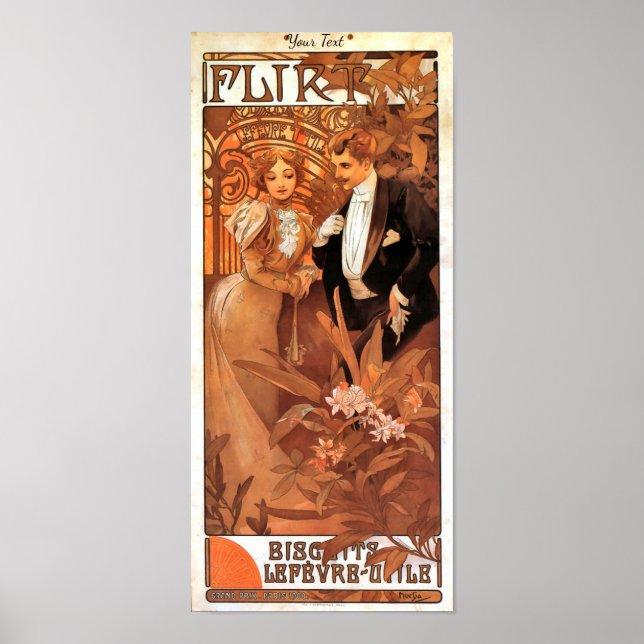 Póster Flirt Art Nouveau vintage 1899 Mucha (Frente)