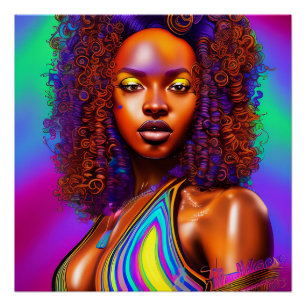 Póster Flo Queen Rainbow Cuelo Negro Melanin Afro