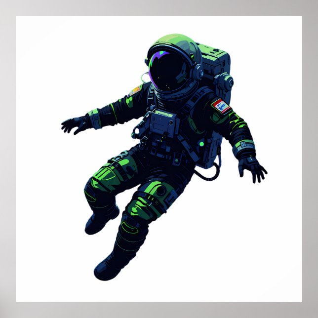 Póster Floating Astronaut in Space Suit Illustration (Frente)