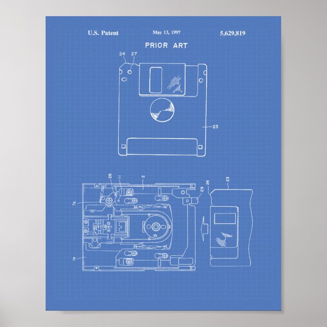 Póster Floppy Disk 1997 Patent Art - Blueprint (Frente)