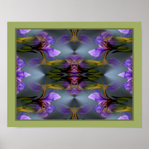 Póster Flor abstracta de lirio de bandera azul