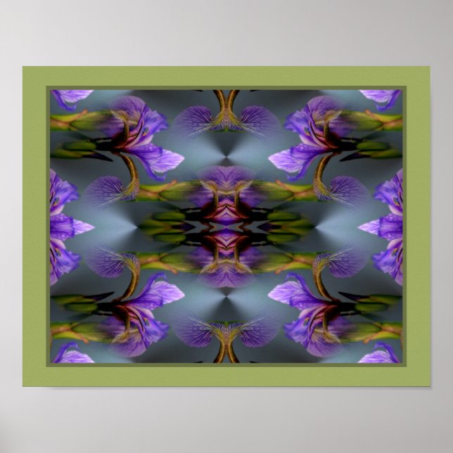 Póster Flor abstracta de lirio de bandera azul  (Frente)