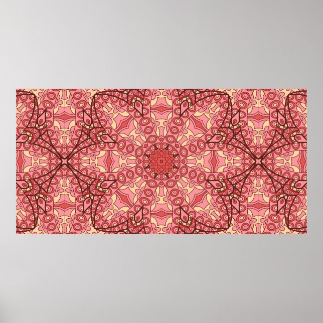 Póster Flor abstracta mandala patrón étnico sin fisuras (Frente)