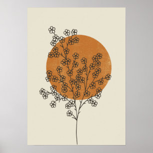 Póster Flor abstracta Minimalista beige