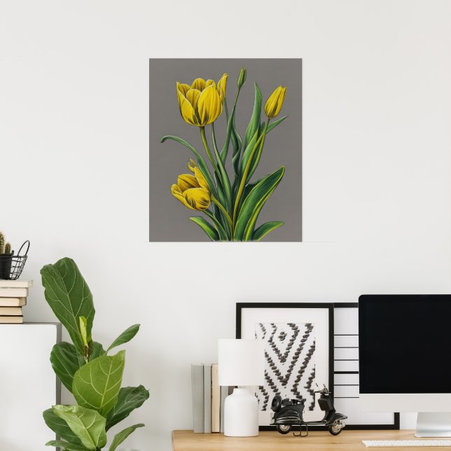 Póster Flor acuática de tulipán amarillo (Oficina en casa)