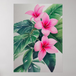 Póster Flor acuática rosada frangipani