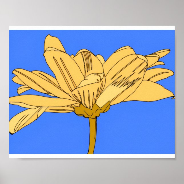 Póster Flor amarilla, azul y amarillo (Frente)