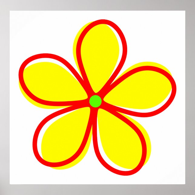 Póster Flor amarillo retro (Frente)