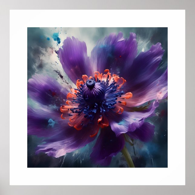 Póster Flor Anemona Elegante (Frente)