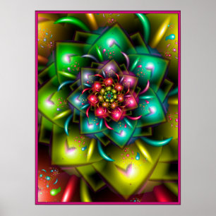 Póster Flor arcoiris colorida