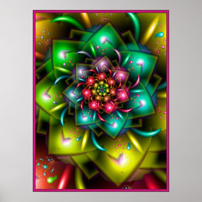 Póster Flor arcoiris colorida (Frente)
