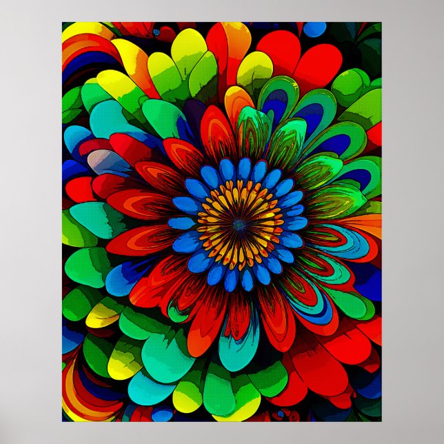 Póster Flor arcoiris colorida 104 (Frente)