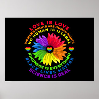 Póster Flor Arcoiris Derechos Humanos LGBT El amor es amo