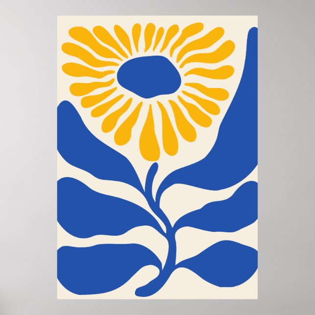 Póster Flor azul abstracta (Frente)