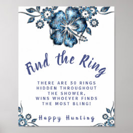 Póster Flor azul encuentra el Rótulo de juego Ring Bridal