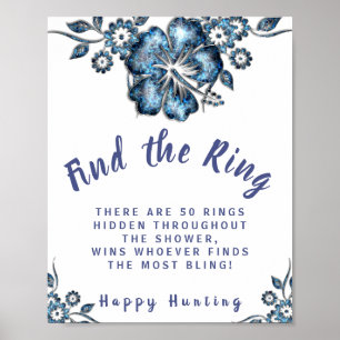 Póster Flor azul encuentra el Rótulo de juego Ring Bridal