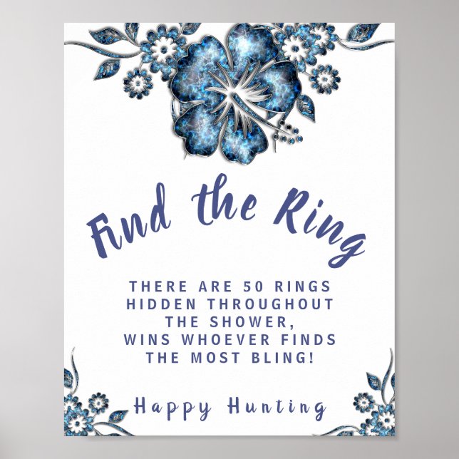 Póster Flor azul encuentra el Rótulo de juego Ring Bridal (Frente)