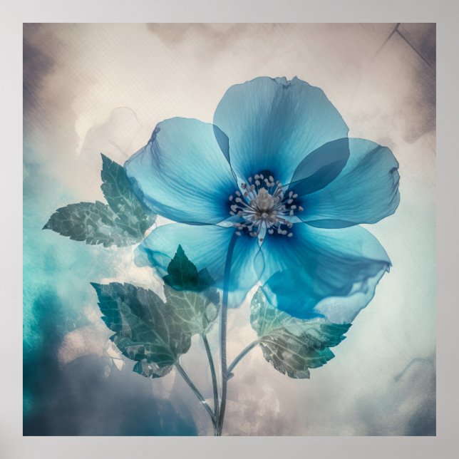 Póster Flor azul etéreo (Frente)