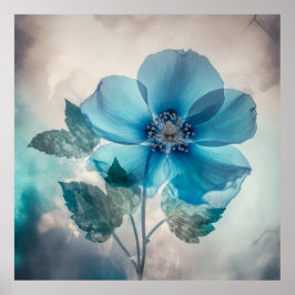 Póster Flor azul etéreo