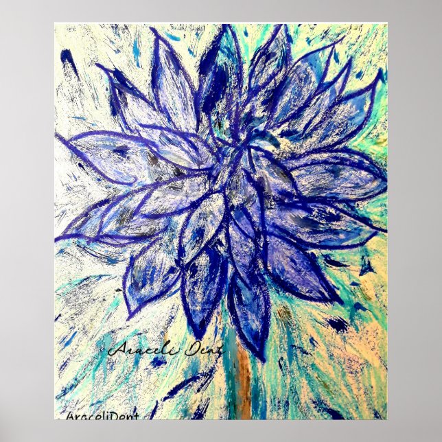 Póster Flor azul rara de Dahlia (Frente)