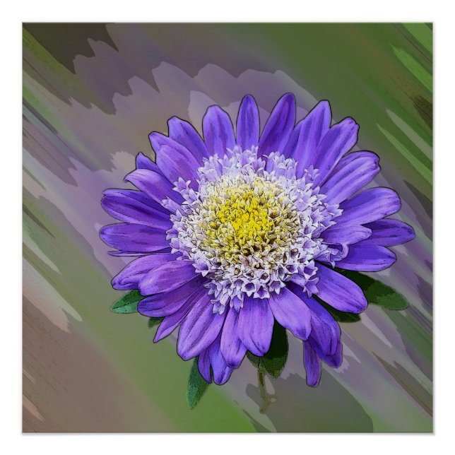 Póster flor azul violeta (Anverso)