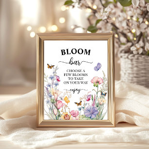 Póster Flor Bar o ducha de novia con flores silvestres