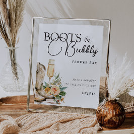 Póster Flor Bar Rótulo Boots y burbujeante ducha de novia