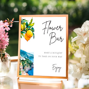 Póster Flor Bar Rótulo Lemon Amalfi Costa Bridal Ducha