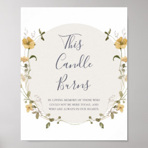 Póster Flor blanca de primavera esta Vela quema Boda