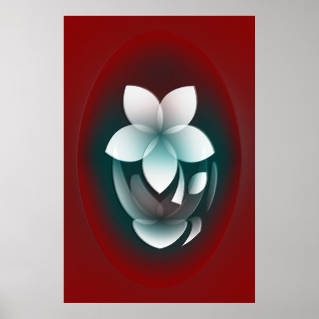 Póster Flor blanca que refleja (Frente)