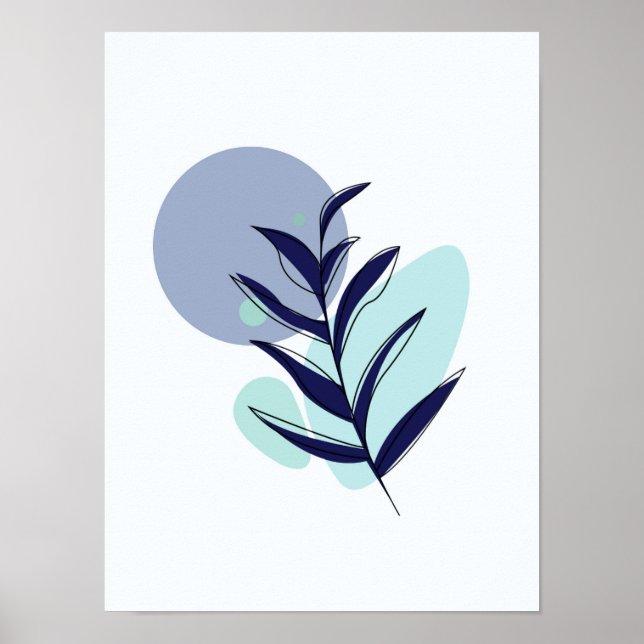 Póster Flor boho azul (Frente)