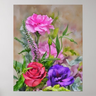 Póster Flor Bouquet Floral Watercolour Style Art