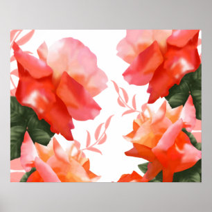 Póster Flor color de rosa anaranjada coralina 20" x 16"