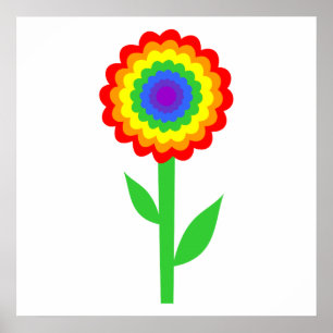 Póster Flor colorida en colores del arco iris
