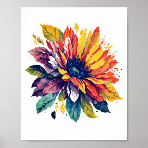 Póster Flor Colorida en Flor en un día de Verano