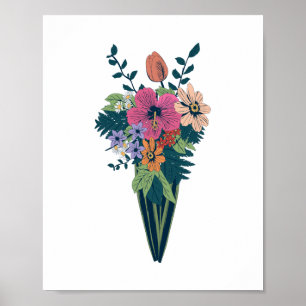 Póster Flor colorida en una bolsa cónica