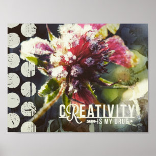 Póster Flor congelada, la creatividad es mi droga