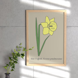 Póster Flor Daffodil Pastel Botánico