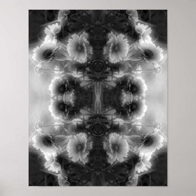 Póster Flor Daisy Blanket Resumen Blanco Y Negro (Frente)